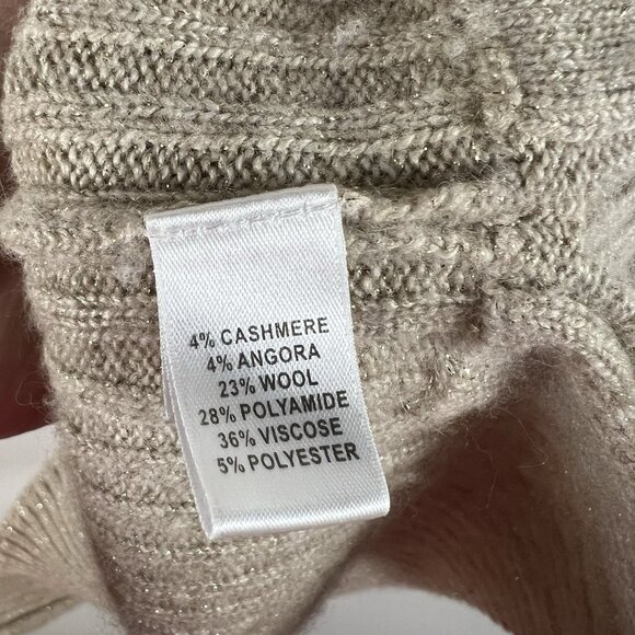St. John‎ Metallic Rib knit sweater Women’s Size Large Wool Cashmere Tan Luxury - Picture 5 of 9